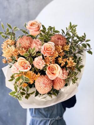 Peach Flowers bouquet for Brisbane Delivery