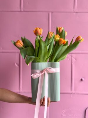 Tulips in a chic Wavy Vase for delivery